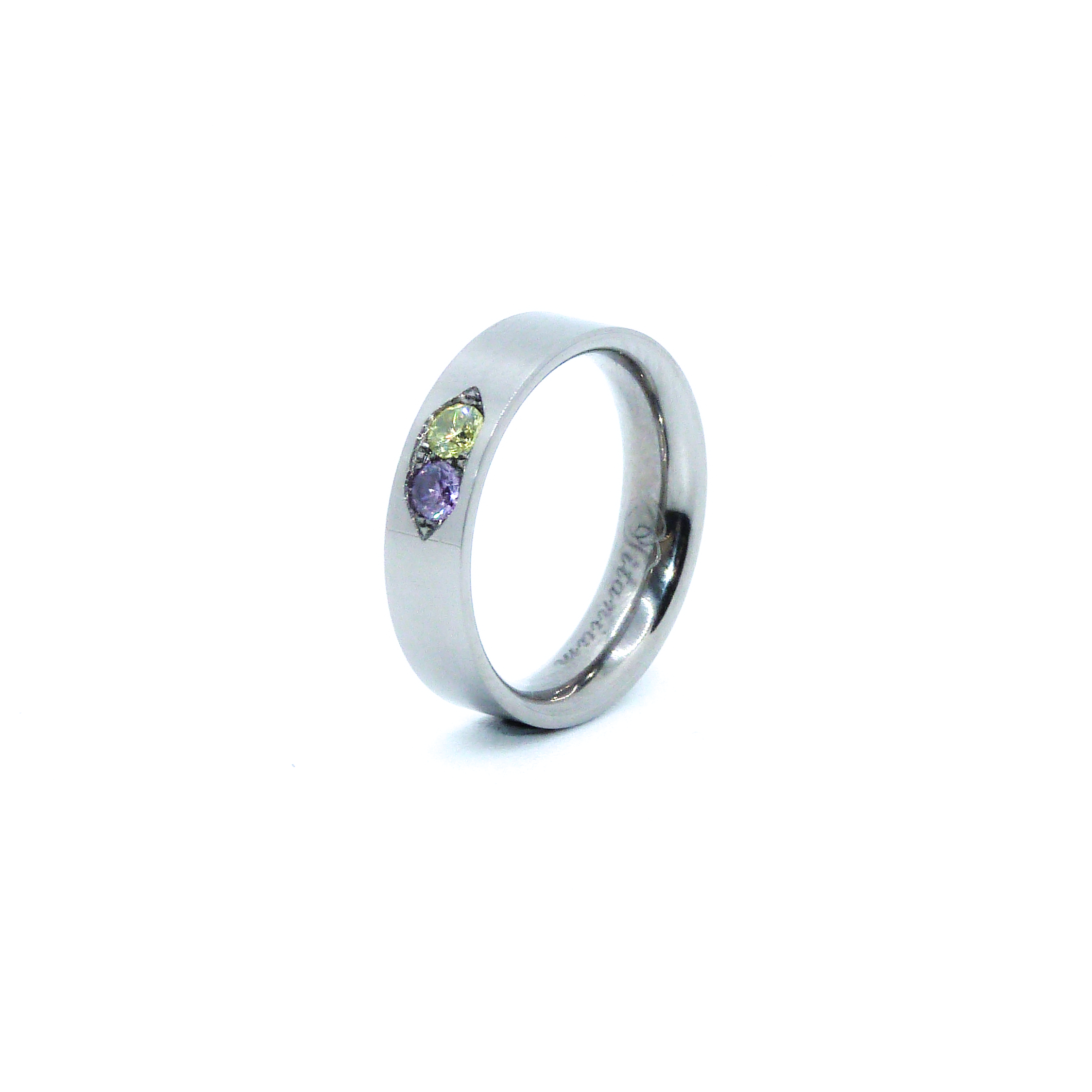 5mm Flat Plus Court Birthstone Titanium Ring